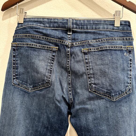Rag & Bone Dre Low-Rise Slim Boyfriend Jeans Women 28 Blue Raw Hem Stretch USA - Picture 4 of 8